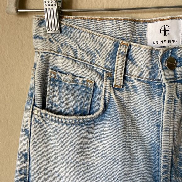 Anine Bing Sonya Blue Jeans Crop Straight Leg High Rise Size 25 - Picture 11 of 11